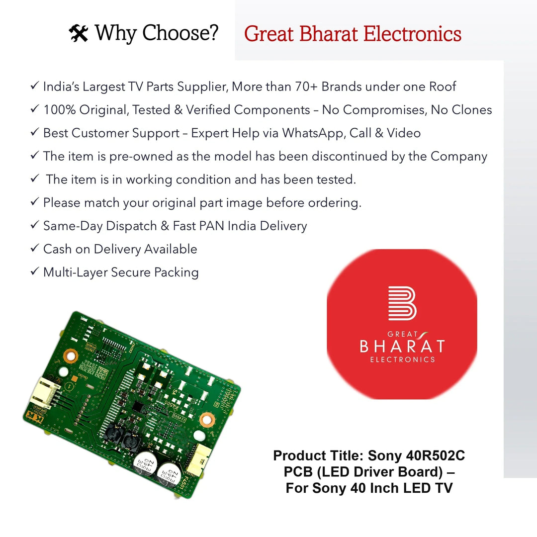 Sony 40R502C PCB (LED Driver Board) – For Sony 40 Inch LED TV - Great Bharat Electronics