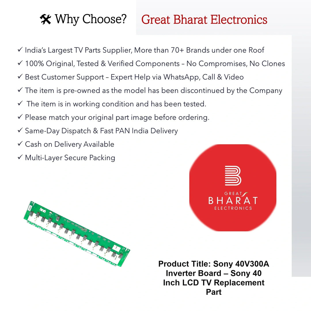 Sony 40V300A Inverter Board – Sony 40 Inch LCD TV Replacement Part - Great Bharat Electronics