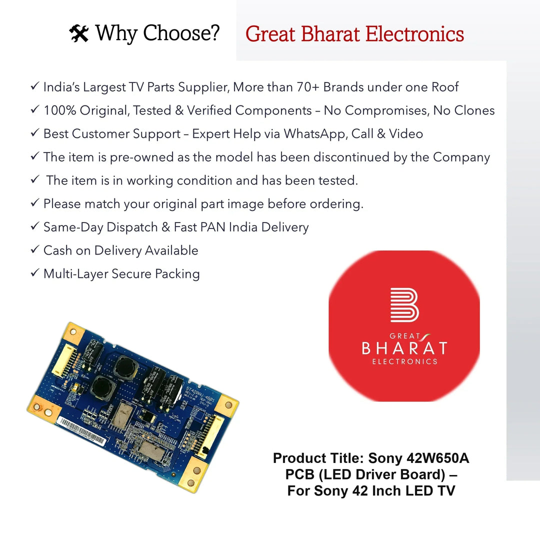 Sony 42W650A PCB (LED Driver Board) – For Sony 42 Inch LED TV - Great Bharat Electronics