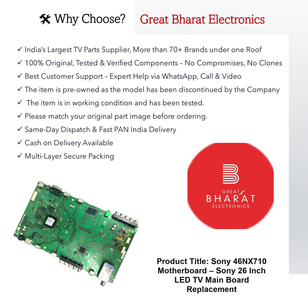 Sony 46NX710 Motherboard – Sony 26 Inch LED TV Main Board Replacement - Great Bharat Electronics