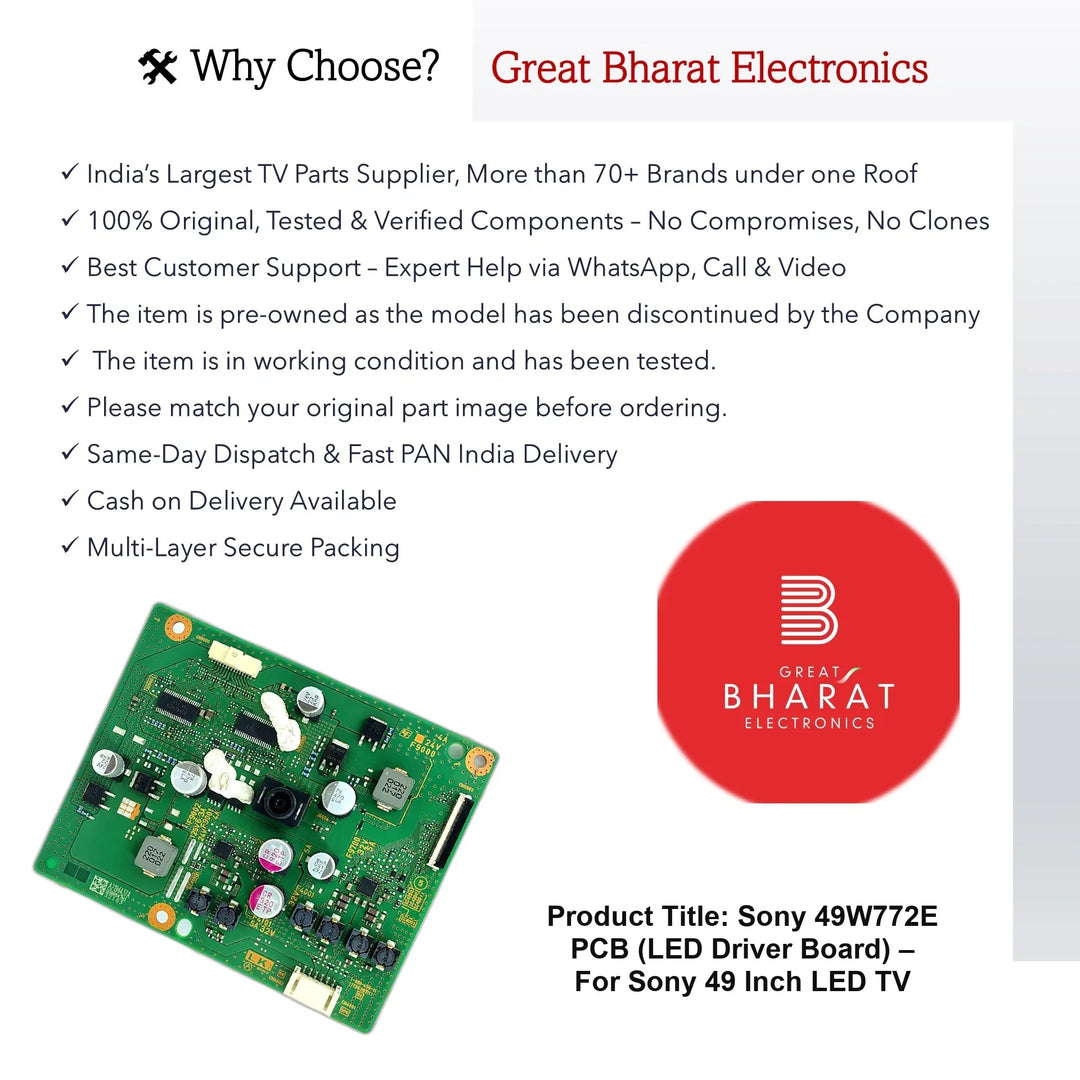 Sony 49W772E PCB (LED Driver Board) – For Sony 49 Inch LED TV - Great Bharat Electronics
