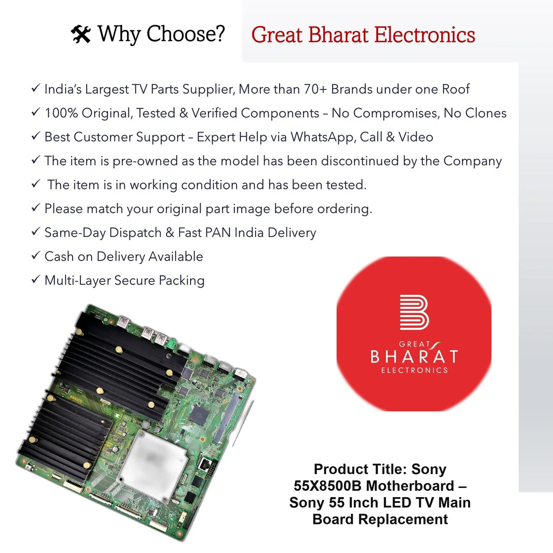 Sony 55X8500B Motherboard – Sony 55 Inch LED TV Main Board Replacement - Great Bharat Electronics