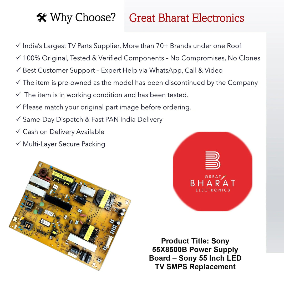 Sony 55X8500B Power Supply Board – Sony 55 Inch LED TV SMPS Replacement - Great Bharat Electronics