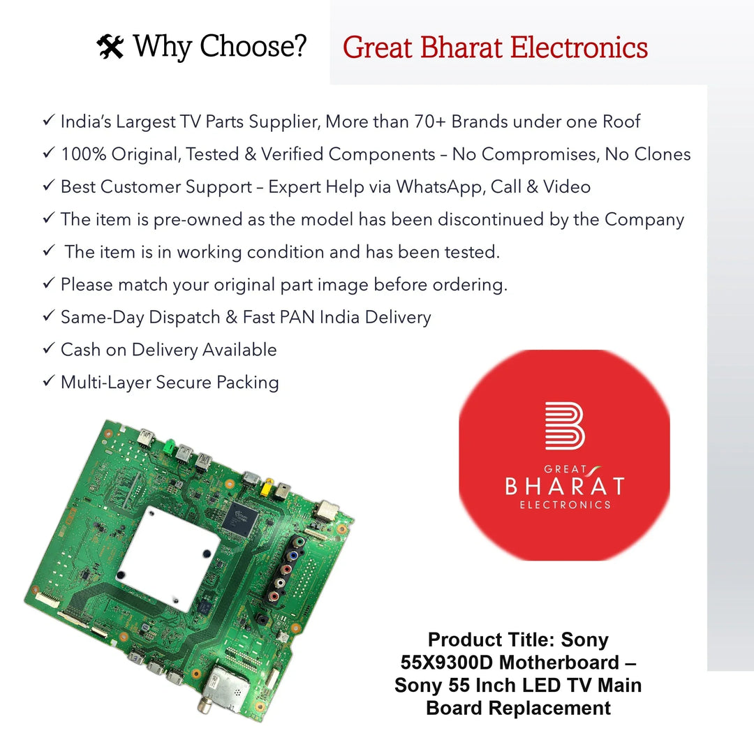 Sony 55X9300D Motherboard – Sony 55 Inch LED TV Main Board Replacement - Great Bharat Electronics