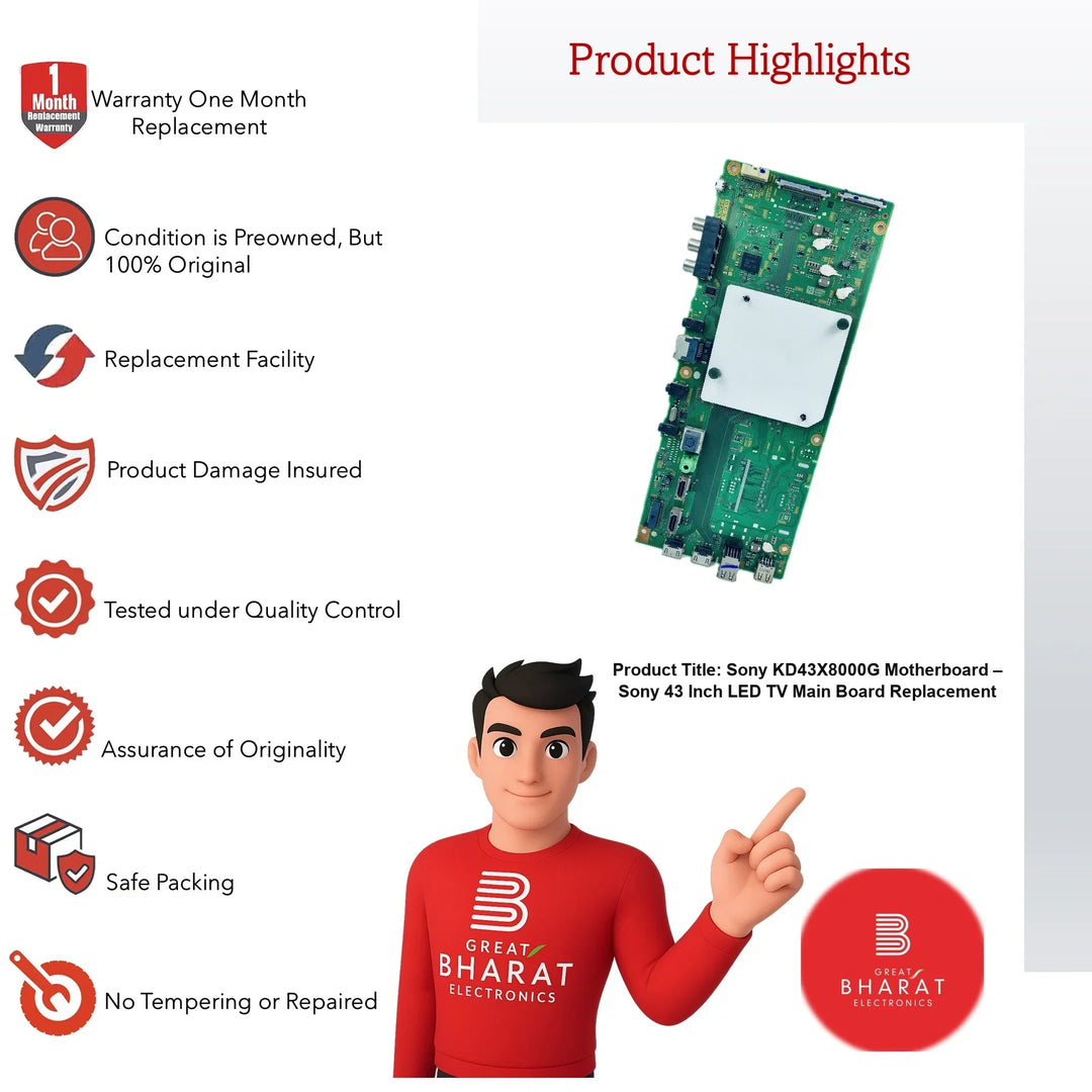 Sony KD43X8000G Motherboard – Sony 43 Inch LED TV Main Board Replacement - Great Bharat Electronics