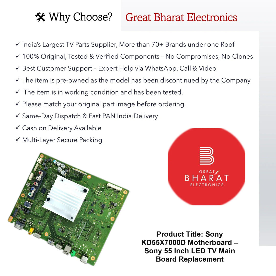 Sony KD55X7000D Motherboard – Sony 55 Inch LED TV Main Board Replacement - Great Bharat Electronics