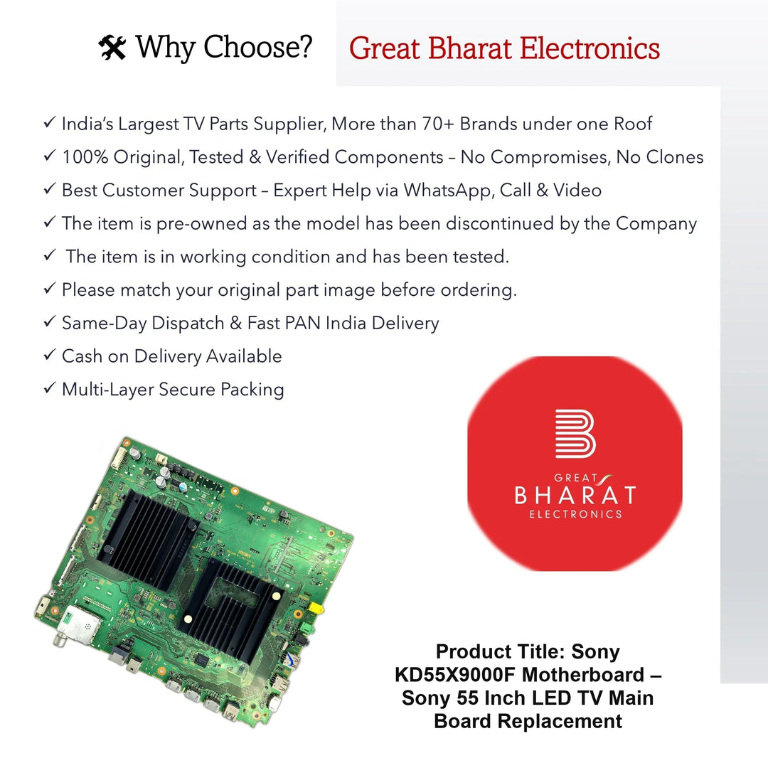 Sony KD55X9000F Motherboard – Sony 55 Inch LED TV Main Board Replacement - Great Bharat Electronics