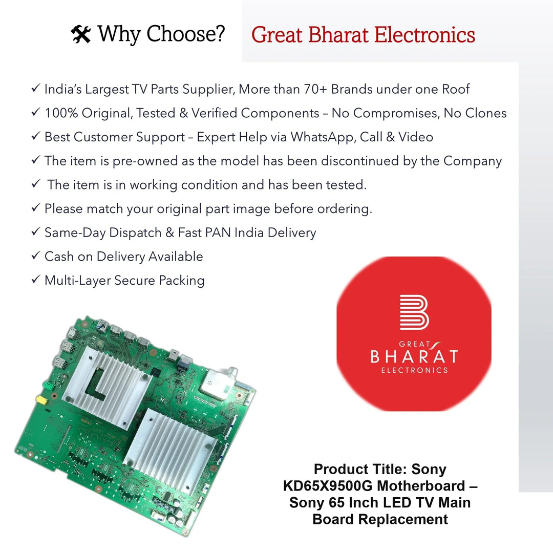 Sony KD65X9500G Motherboard – Sony 65 Inch LED TV Main Board Replacement - Great Bharat Electronics