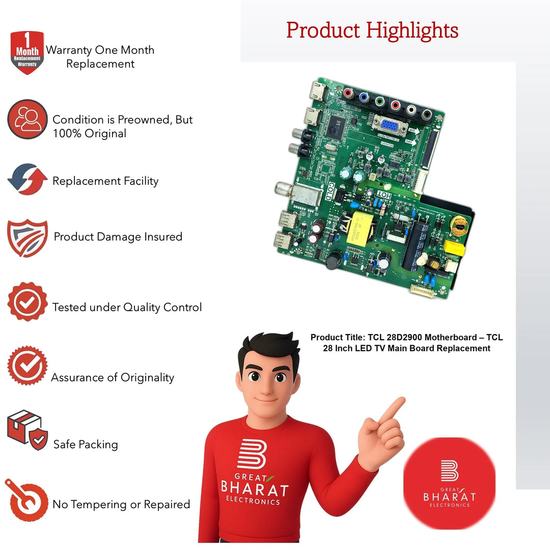 TCL 28D2900 Motherboard – TCL 28 Inch LED TV Main Board Replacement - Great Bharat Electronics