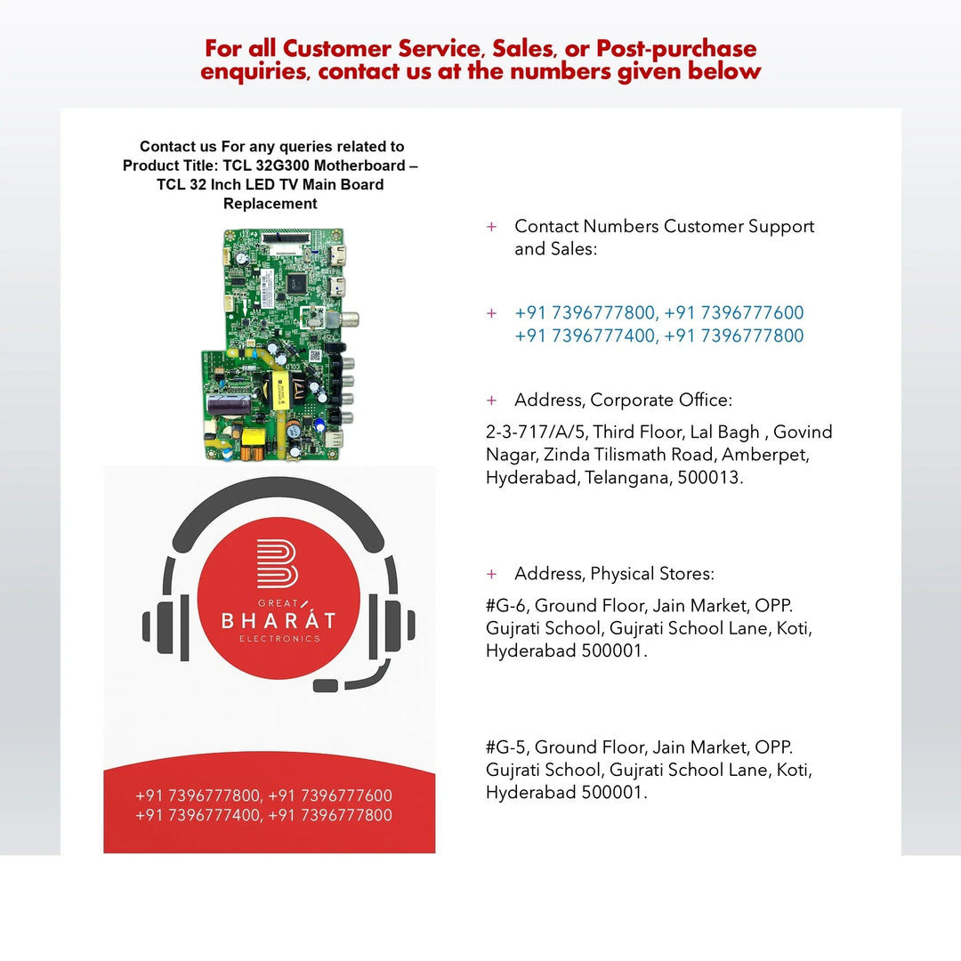 TCL 32G300 Motherboard – TCL 32 Inch LED TV Main Board Replacement - Great Bharat Electronics