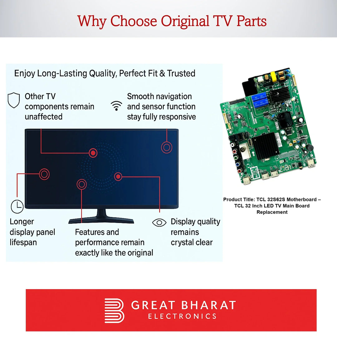 TCL 32S62S Motherboard – TCL 32 Inch LED TV Main Board Replacement - Great Bharat Electronics