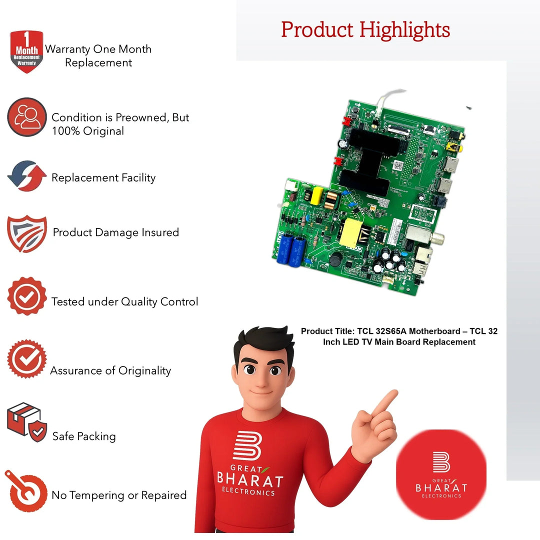 TCL 32S65A Motherboard – TCL 32 Inch LED TV Main Board Replacement - Great Bharat Electronics