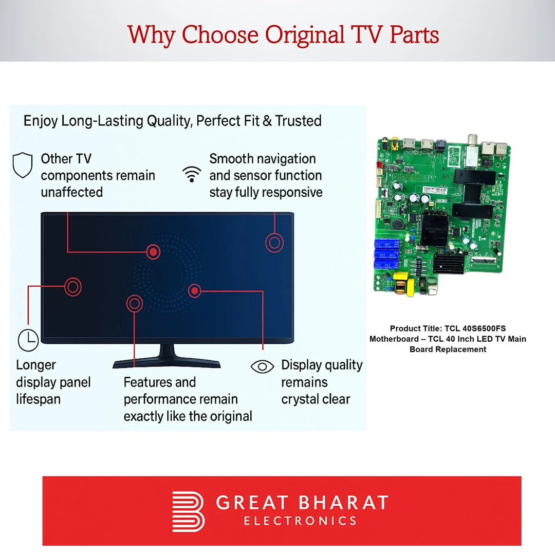 TCL 40S6500FS Motherboard – TCL 40 Inch LED TV Main Board Replacement - Great Bharat Electronics