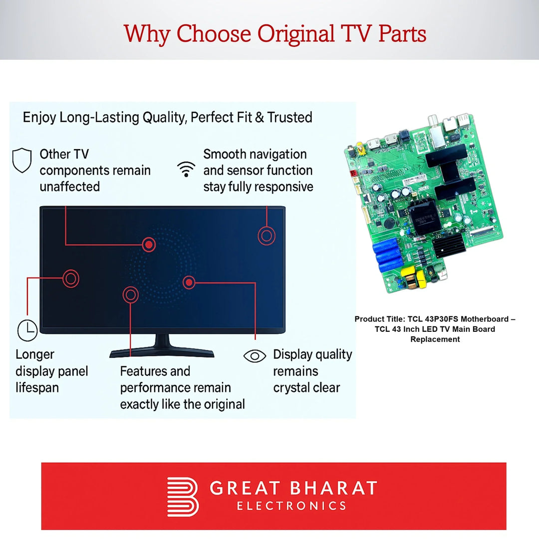 TCL 43P30FS Motherboard – TCL 43 Inch LED TV Main Board Replacement - Great Bharat Electronics