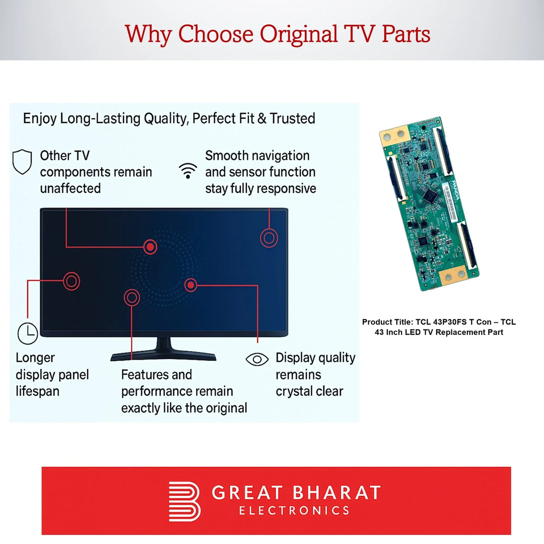 TCL 43P30FS T-Con Board – TCL 43 Inch LED TV Replacement Part - Great Bharat Electronics