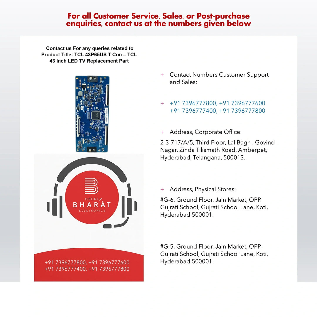 TCL 43P65US T-Con Board – TCL 43 Inch LED TV Replacement Part - Great Bharat Electronics