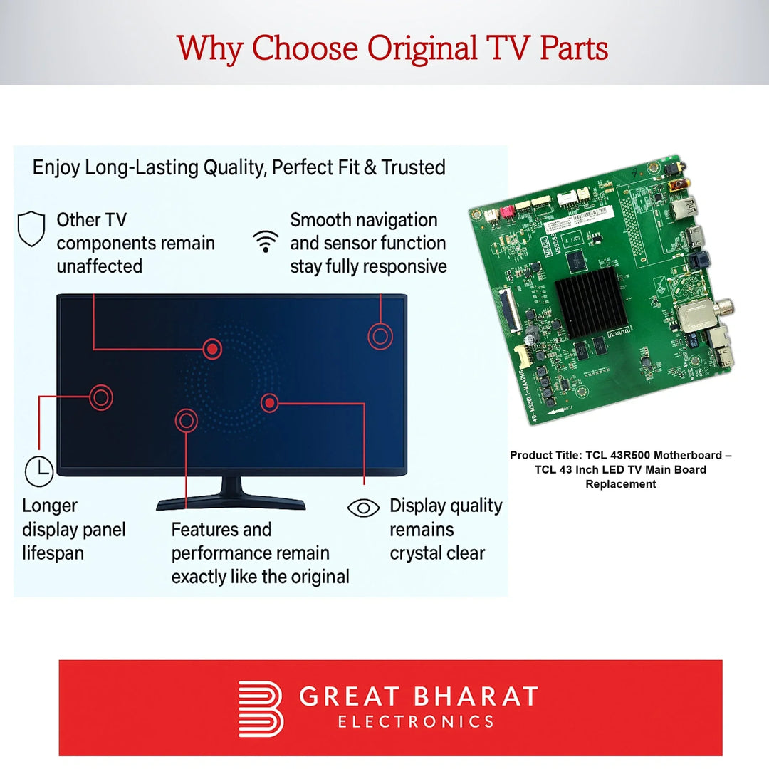 TCL 43R500 Motherboard – TCL 43 Inch LED TV Main Board Replacement - Great Bharat Electronics