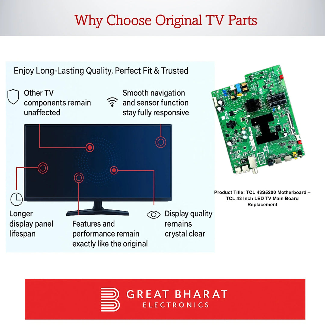 TCL 43S5200 Motherboard – TCL 43 Inch LED TV Main Board Replacement - Great Bharat Electronics