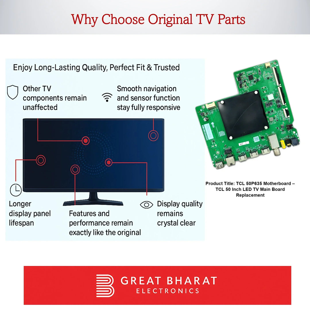 TCL 50P635 Motherboard – TCL 50 Inch LED TV Main Board Replacement - Great Bharat Electronics