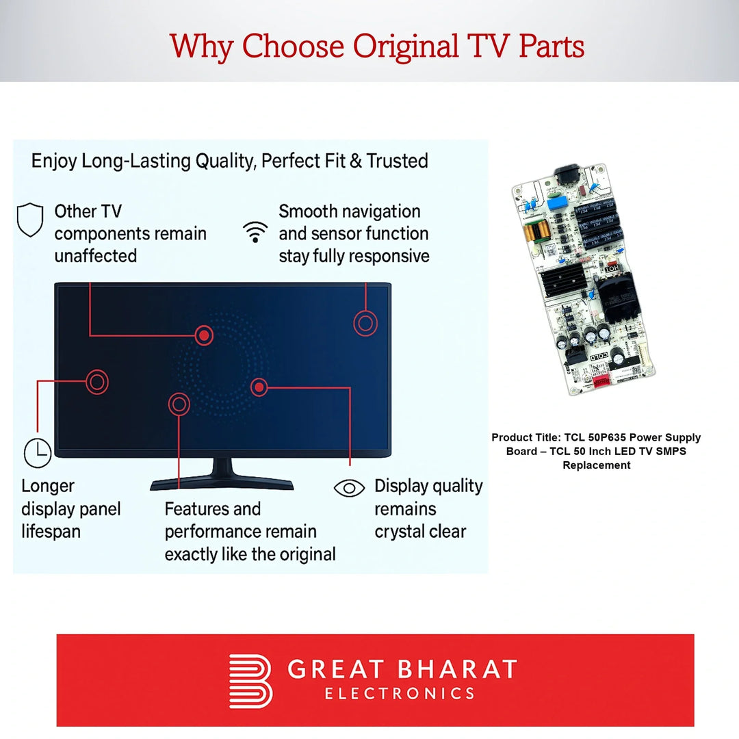 TCL 50P635 Power Supply Board – TCL 50 Inch LED TV SMPS Replacement - Great Bharat Electronics