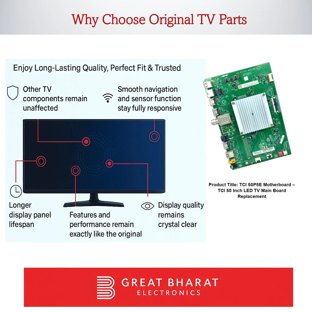 TCl 50P8E Motherboard – TCl 50 Inch LED TV Main Board Replacement - Great Bharat Electronics
