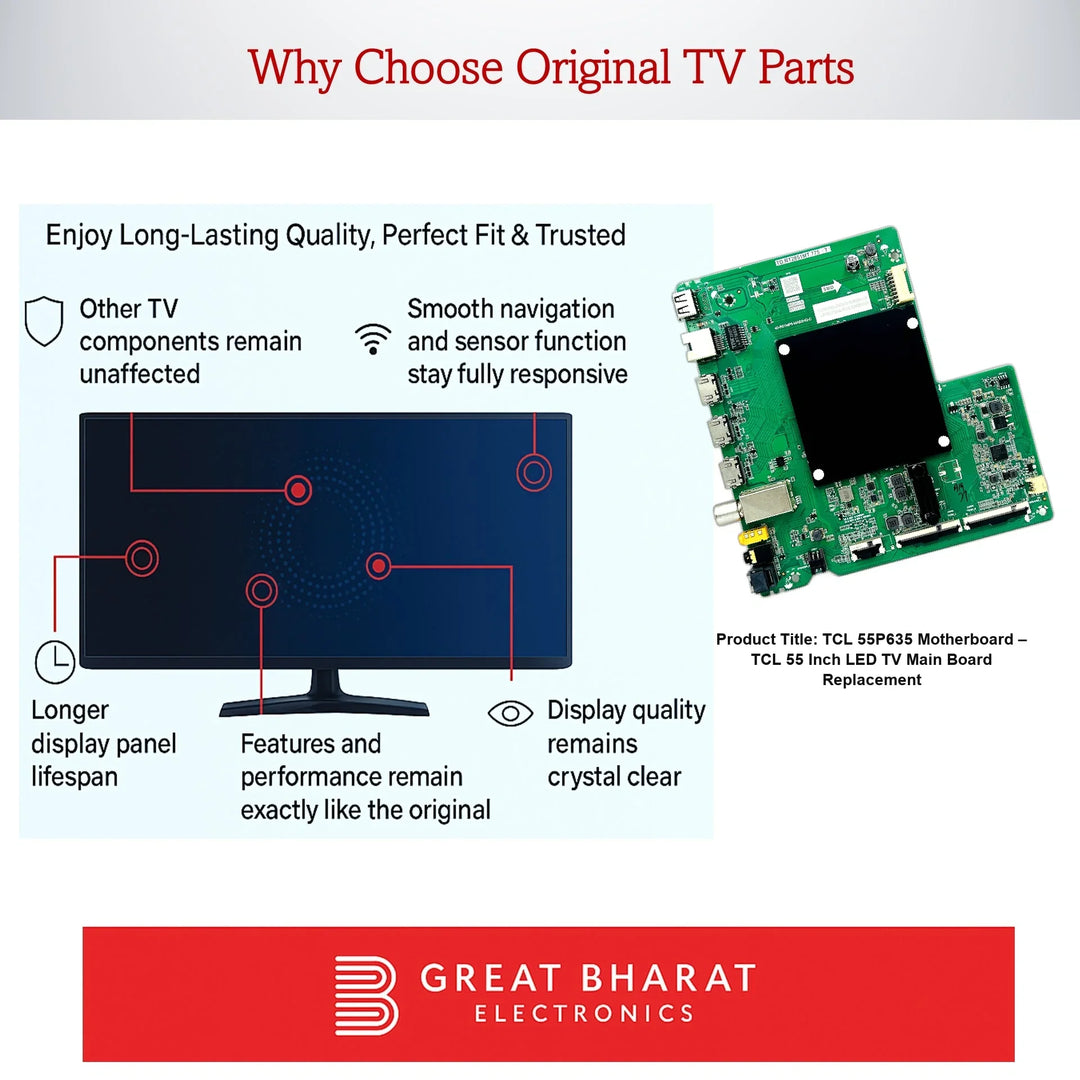 TCL 55P635 Motherboard – TCL 55 Inch LED TV Main Board Replacement - Great Bharat Electronics
