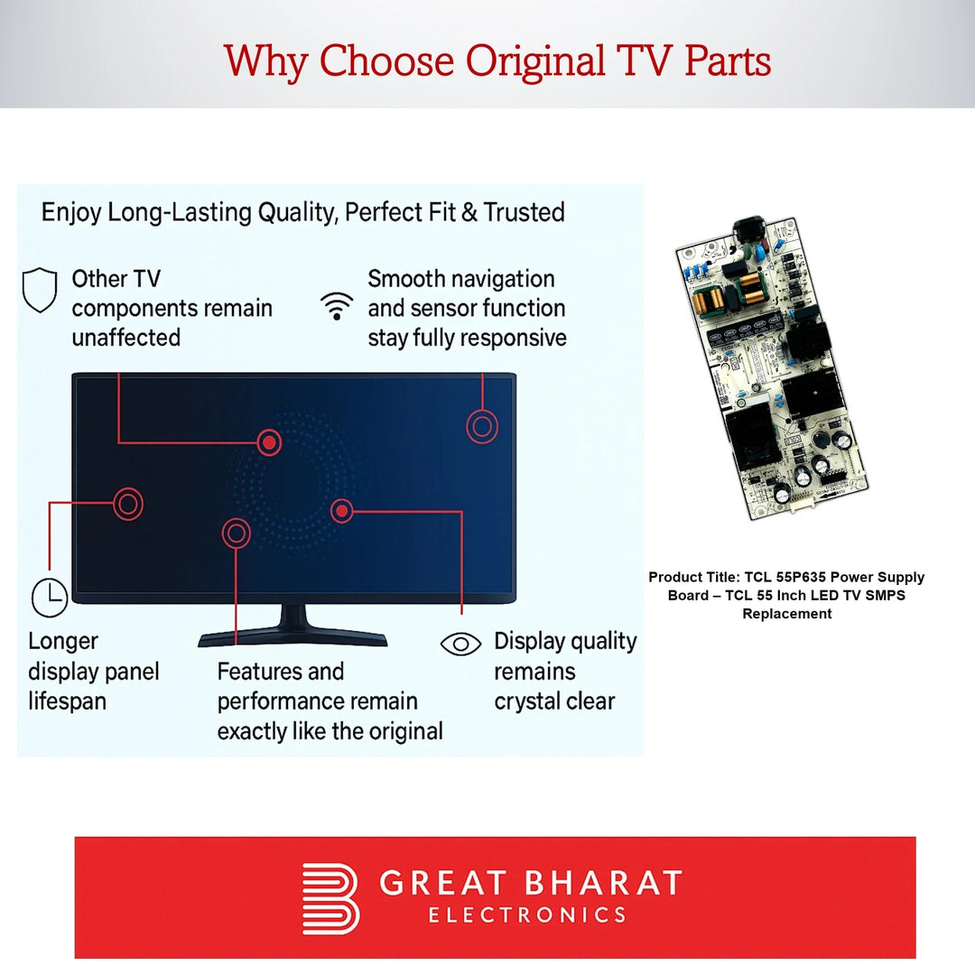 TCL 55P635 Power Supply Board – TCL 55 Inch LED TV SMPS Replacement - Great Bharat Electronics
