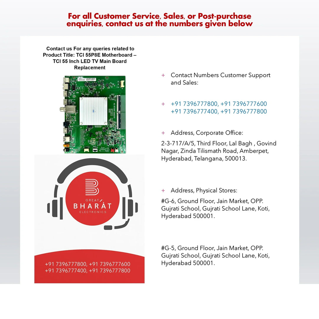 TCl 55P8E Motherboard – TCl 55 Inch LED TV Main Board Replacement - Great Bharat Electronics