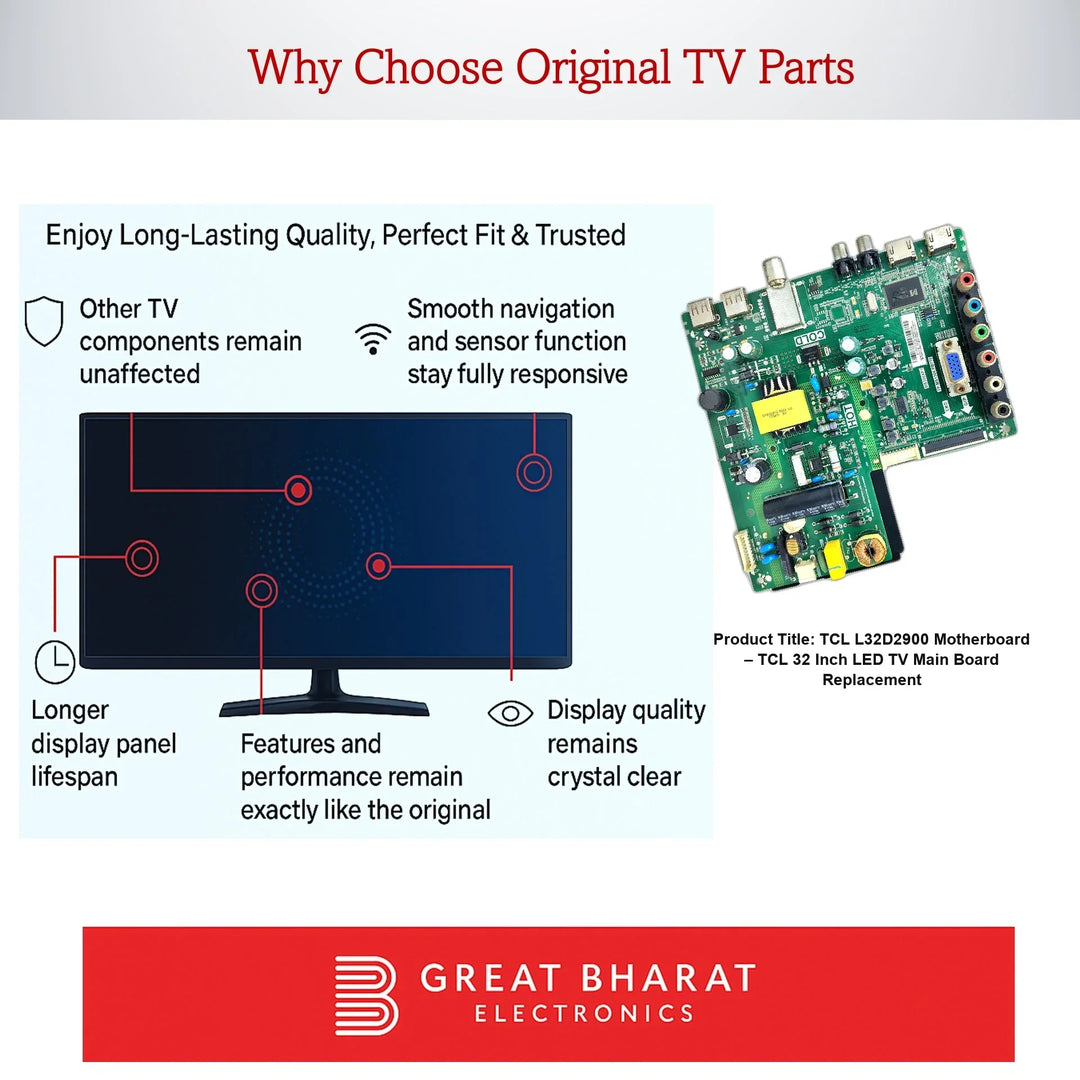 TCL L32D2900 Motherboard – TCL 32 Inch LED TV Main Board Replacement - Great Bharat Electronics