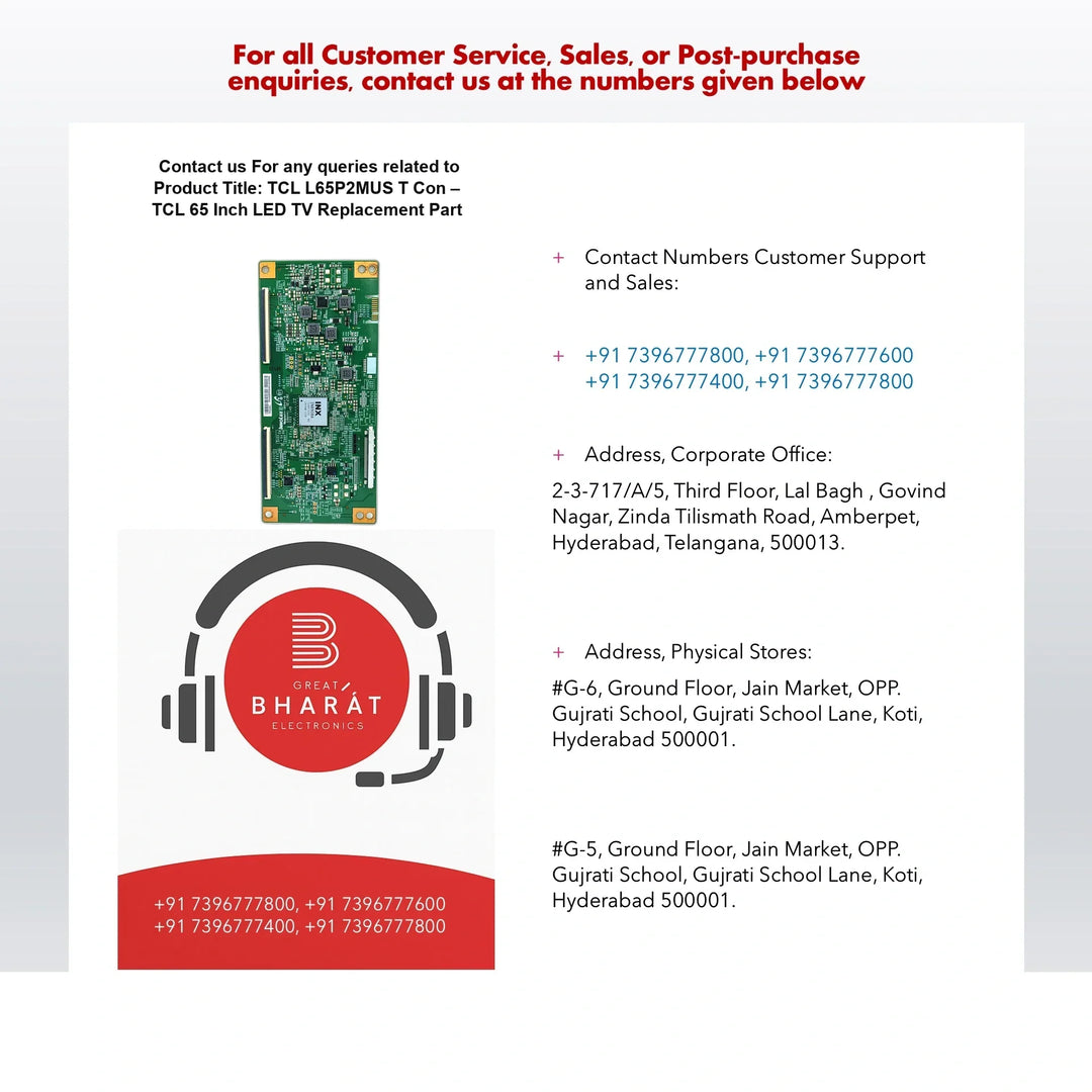 TCL L65P2MUS T-Con Board – TCL 65 Inch LED TV Replacement Part - Great Bharat Electronics