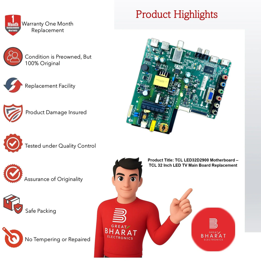 TCL LED32D2900 Motherboard – TCL 32 Inch LED TV Main Board Replacement - Great Bharat Electronics