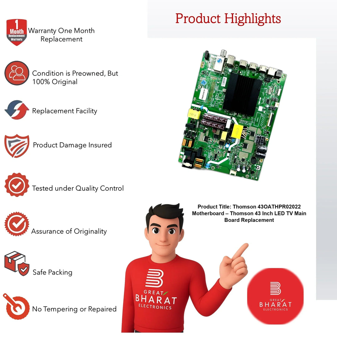 Thomson 43OATHPR02022 Motherboard – Thomson 43 Inch LED TV Main Board Replacement - Great Bharat Electronics