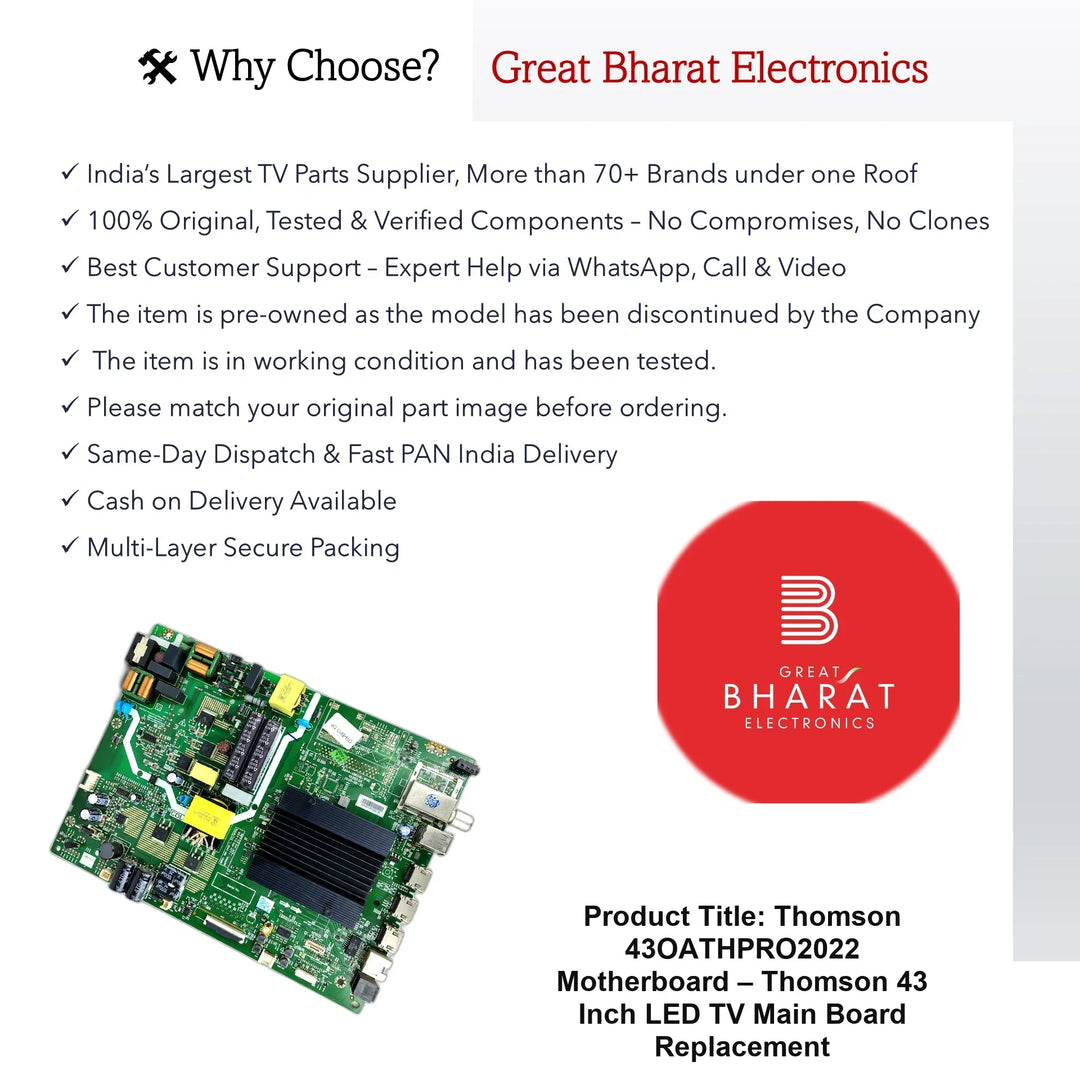 Thomson 43OATHPRO2022 Motherboard – Thomson 43 Inch LED TV Main Board Replacement - Great Bharat Electronics