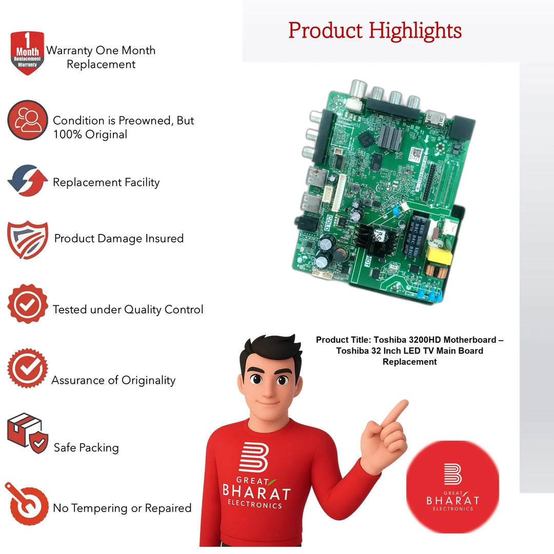 Toshiba 3200HD Motherboard – Toshiba 32 Inch LED TV Main Board Replacement - Great Bharat Electronics