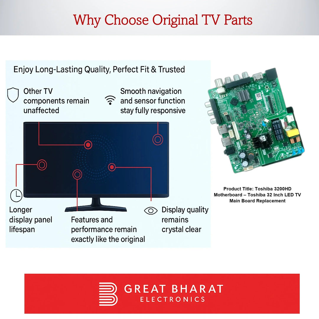 Toshiba 3200HD Motherboard – Toshiba 32 Inch LED TV Main Board Replacement - Great Bharat Electronics