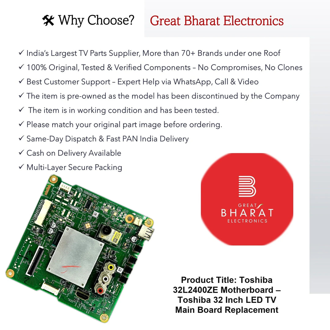 Toshiba 32L2400ZE Motherboard – Toshiba 32 Inch LED TV Main Board Replacement - Great Bharat Electronics