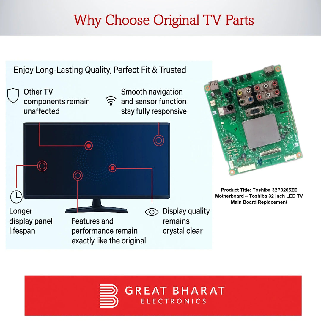 Toshiba 32P3205ZE Motherboard – Toshiba 32 Inch LED TV Main Board Replacement - Great Bharat Electronics