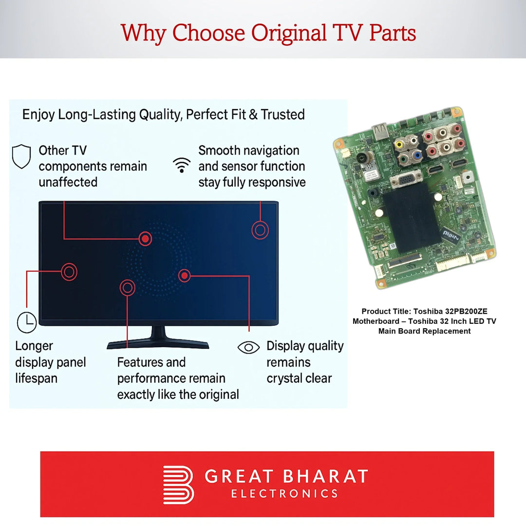 Toshiba 32PB200ZE Motherboard – Toshiba 32 Inch LED TV Main Board Replacement - Great Bharat Electronics