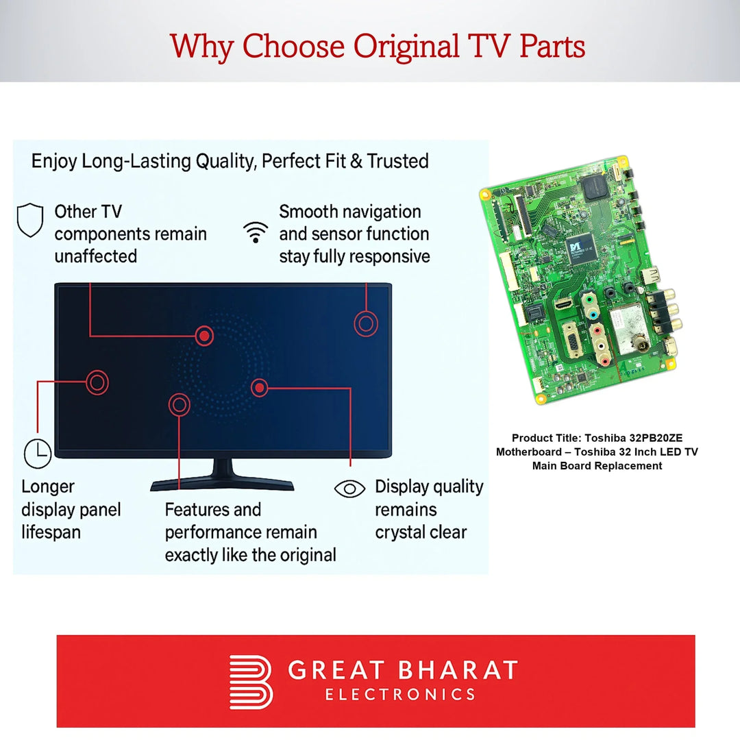 Toshiba 32PB20ZE Motherboard – Toshiba 32 Inch LED TV Main Board Replacement - Great Bharat Electronics
