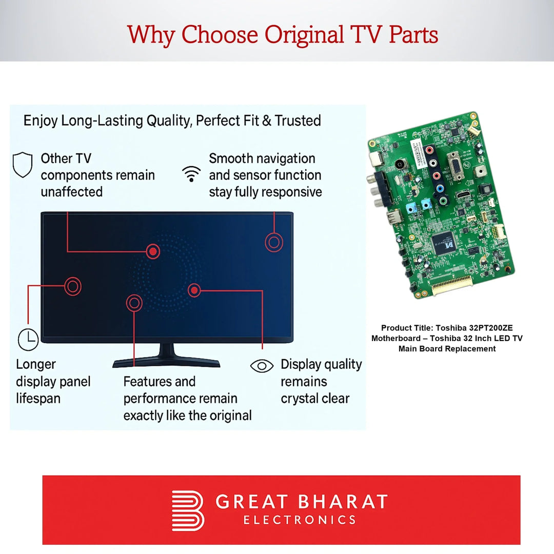 Toshiba 32PT200ZE Motherboard – Toshiba 32 Inch LED TV Main Board Replacement - Great Bharat Electronics
