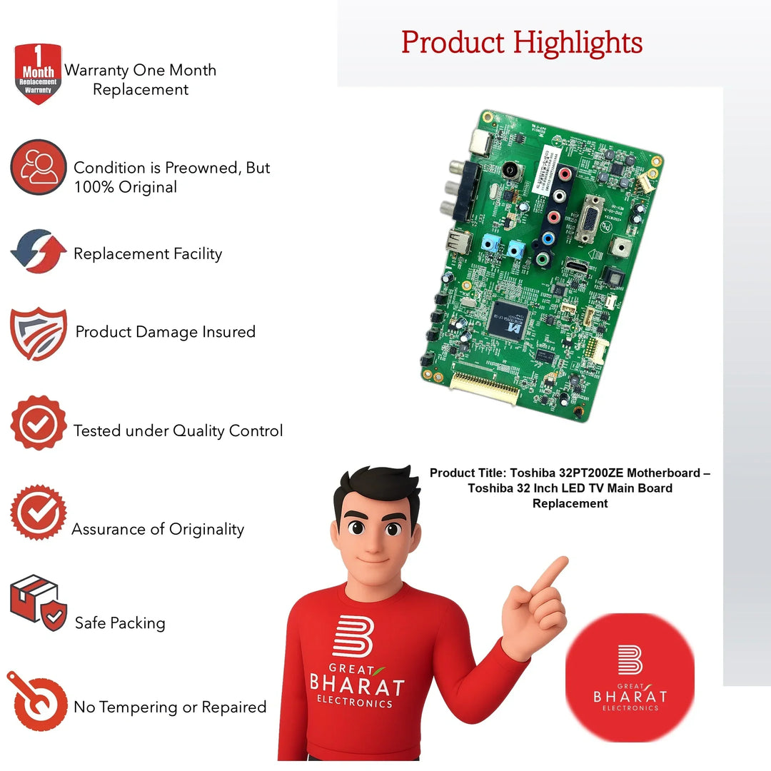 Toshiba 32PT200ZE Motherboard – Toshiba 32 Inch LED TV Main Board Replacement - Great Bharat Electronics
