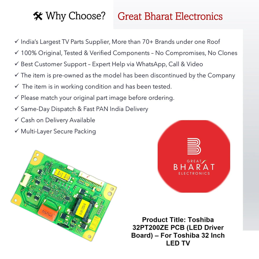 Toshiba 32PT200ZE PCB (LED Driver Board) – For Toshiba 32 Inch LED TV - Great Bharat Electronics