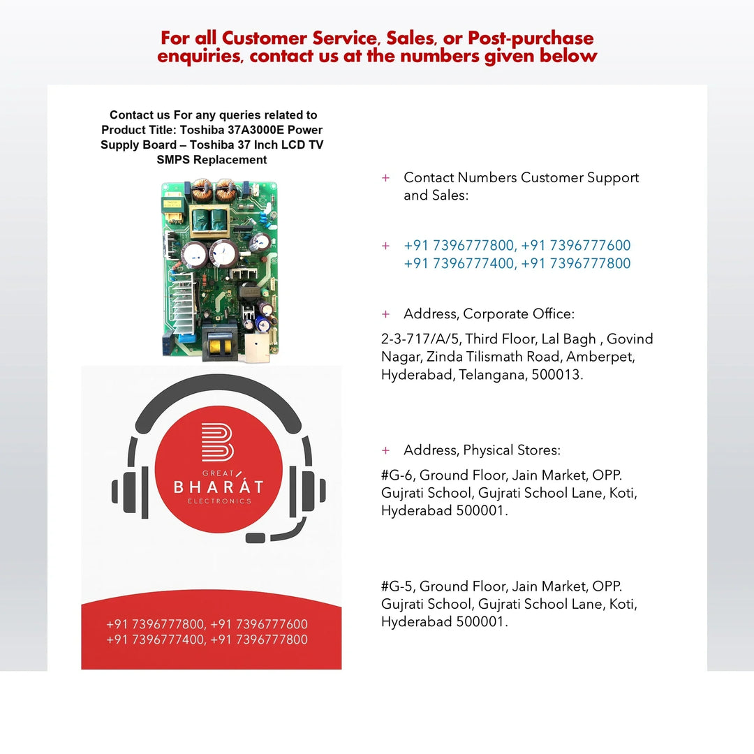 Toshiba 37A3000E Power Supply Board – Toshiba 37 Inch LCD TV SMPS Replacement - Great Bharat Electronics