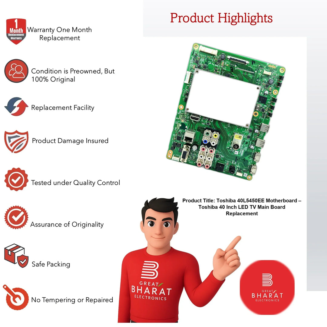 Toshiba 40L5450EE Motherboard – Toshiba 40 Inch LED TV Main Board Replacement - Great Bharat Electronics