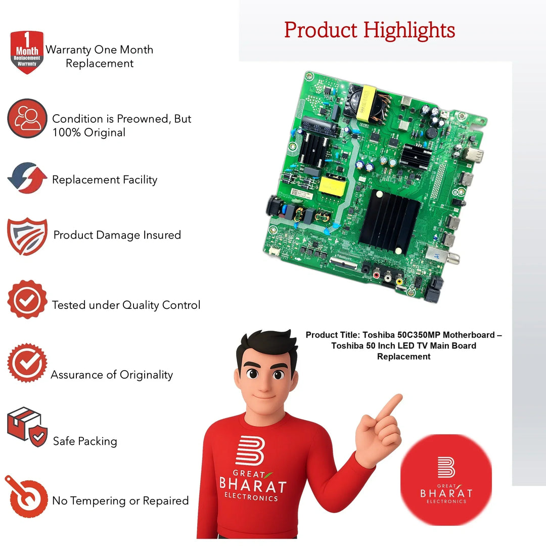 Toshiba 50C350MP Motherboard – Toshiba 50 Inch LED TV Main Board Replacement - Great Bharat Electronics