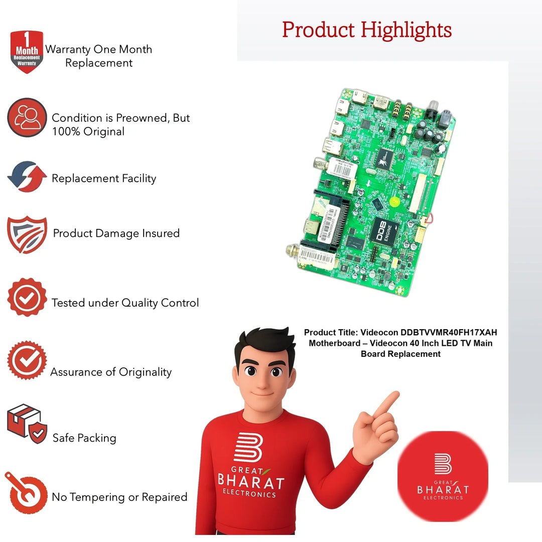 Videocon DDBTVVMR40FH17XAH Motherboard – Videocon 40 Inch LED TV Main Board Replacement - Great Bharat Electronics