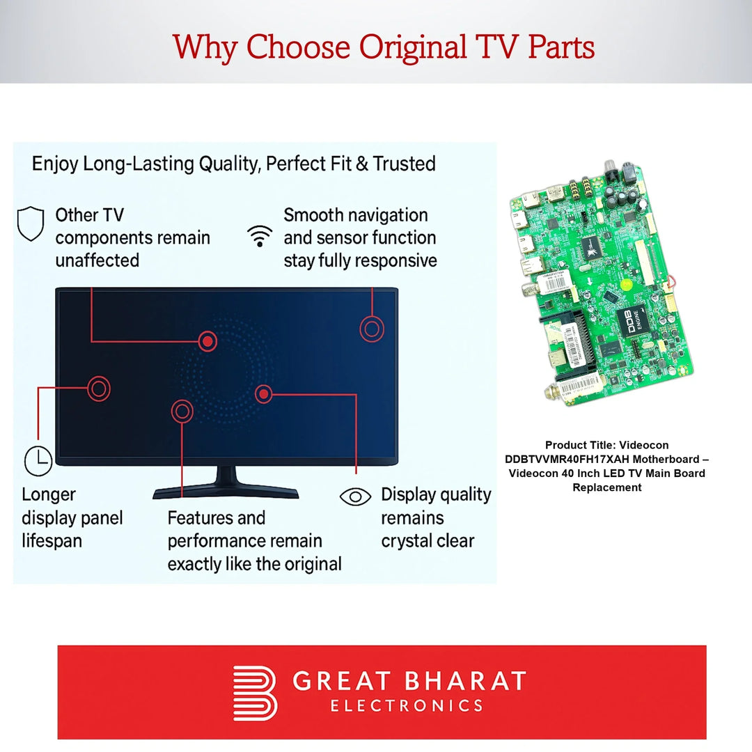 Videocon DDBTVVMR40FH17XAH Motherboard – Videocon 40 Inch LED TV Main Board Replacement - Great Bharat Electronics