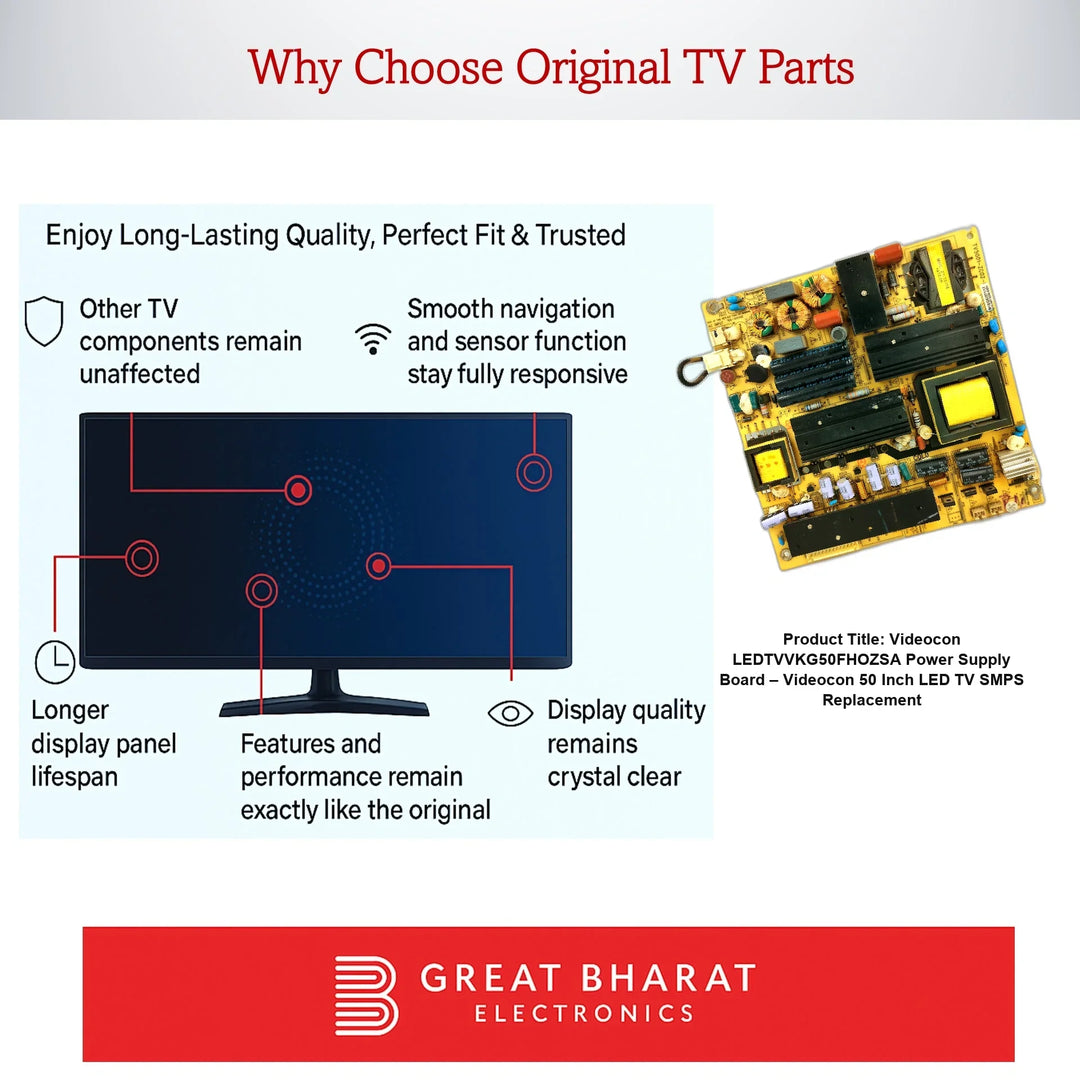 Videocon LEDTVVKG50FHOZSA Power Supply Board – Videocon 50 Inch LED TV SMPS Replacement - Great Bharat Electronics