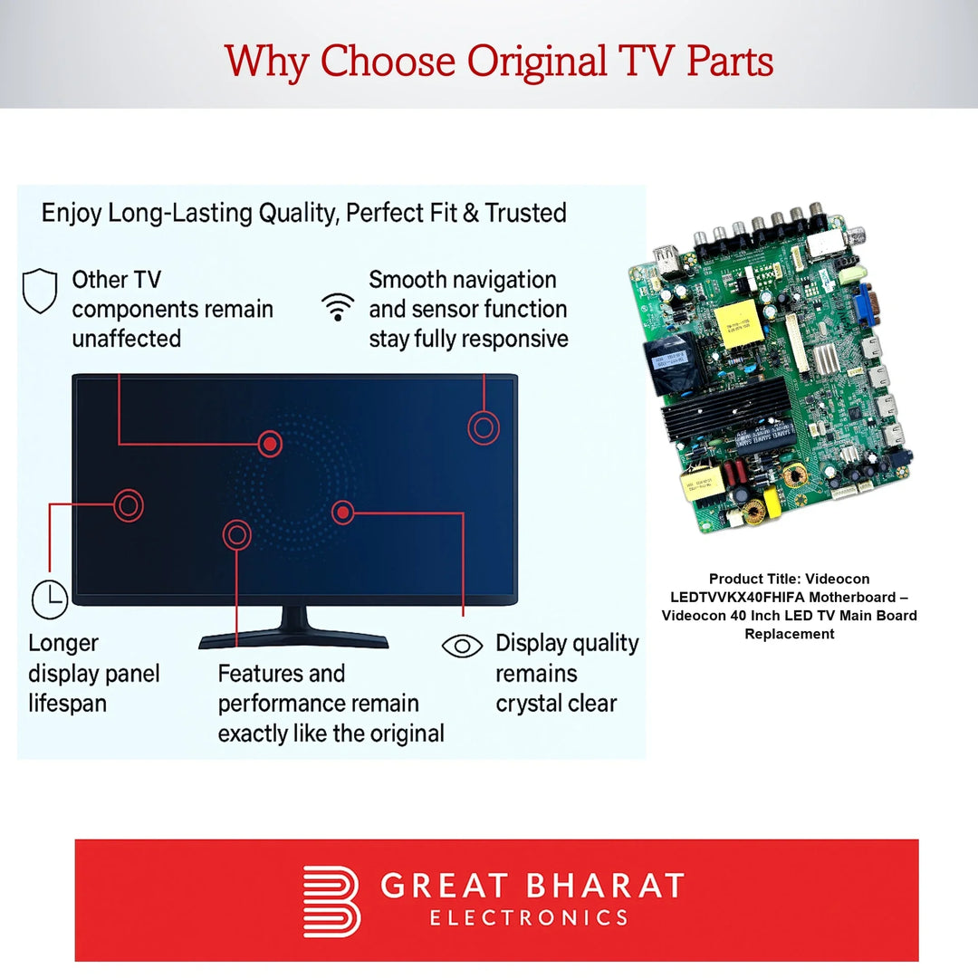 Videocon LEDTVVKX40FHIFA Motherboard – Videocon 40 Inch LED TV Main Board Replacement - Great Bharat Electronics