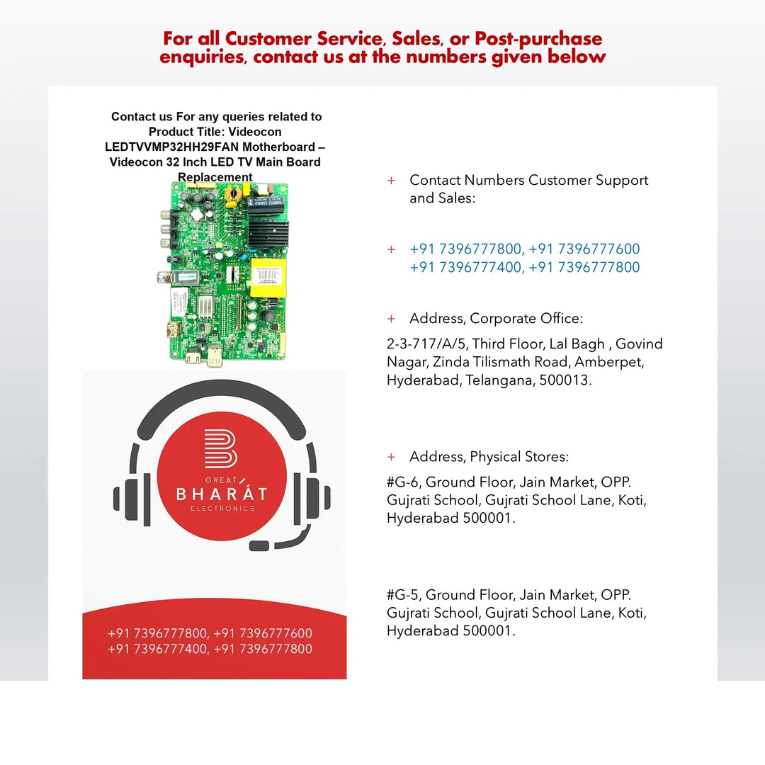 Videocon LEDTVVMP32HH29FAN Motherboard – Videocon 32 Inch LED TV Main Board Replacement - Great Bharat Electronics